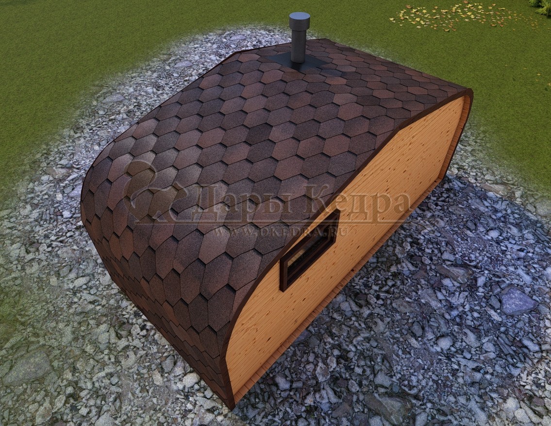 Баня «Викинг» из кедра 5х2,2 м с боковым входом