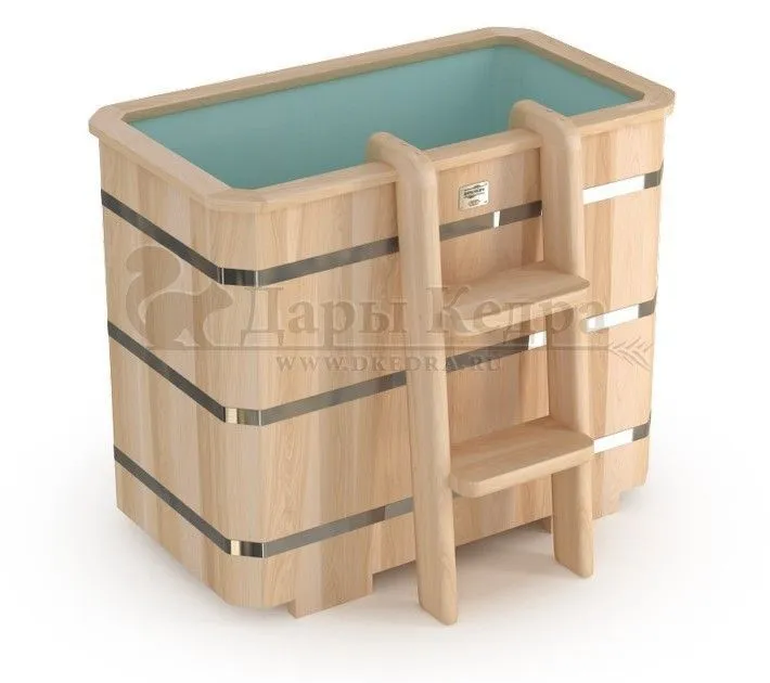 Купель прямоугольная из кедра с пластиковой вставкой