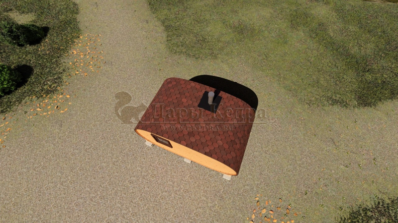 Баня-бочка овальная из кедра 4х2,2 метра