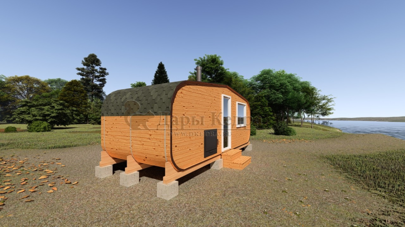Овальная-Окта баня-бочка из кедра 6х2,2 метра