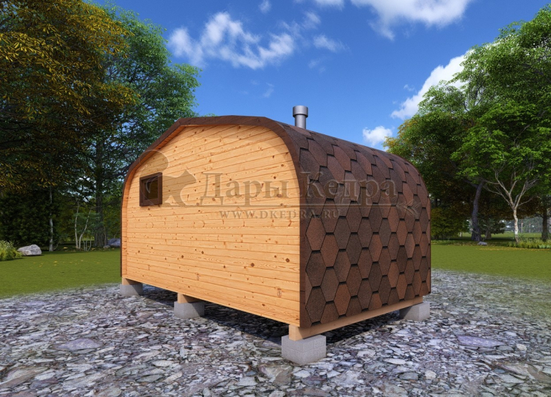 Баня «Викинг» из кедра 5х2,2 м с боковым входом